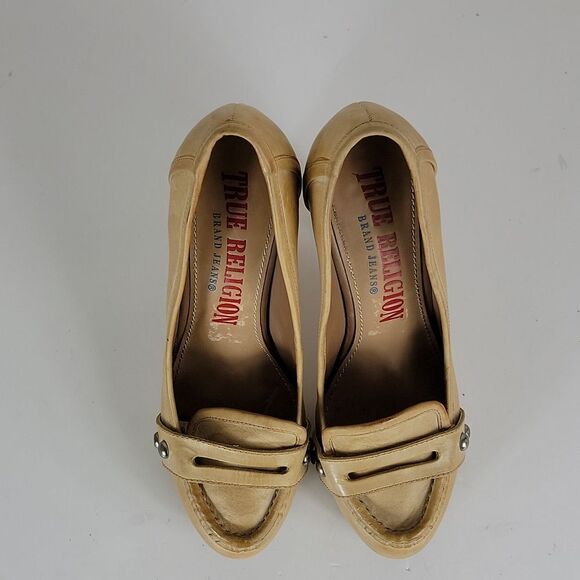 True Religion Hathaway Camel Leather Women's Pump Heels - Picture 11 of 15